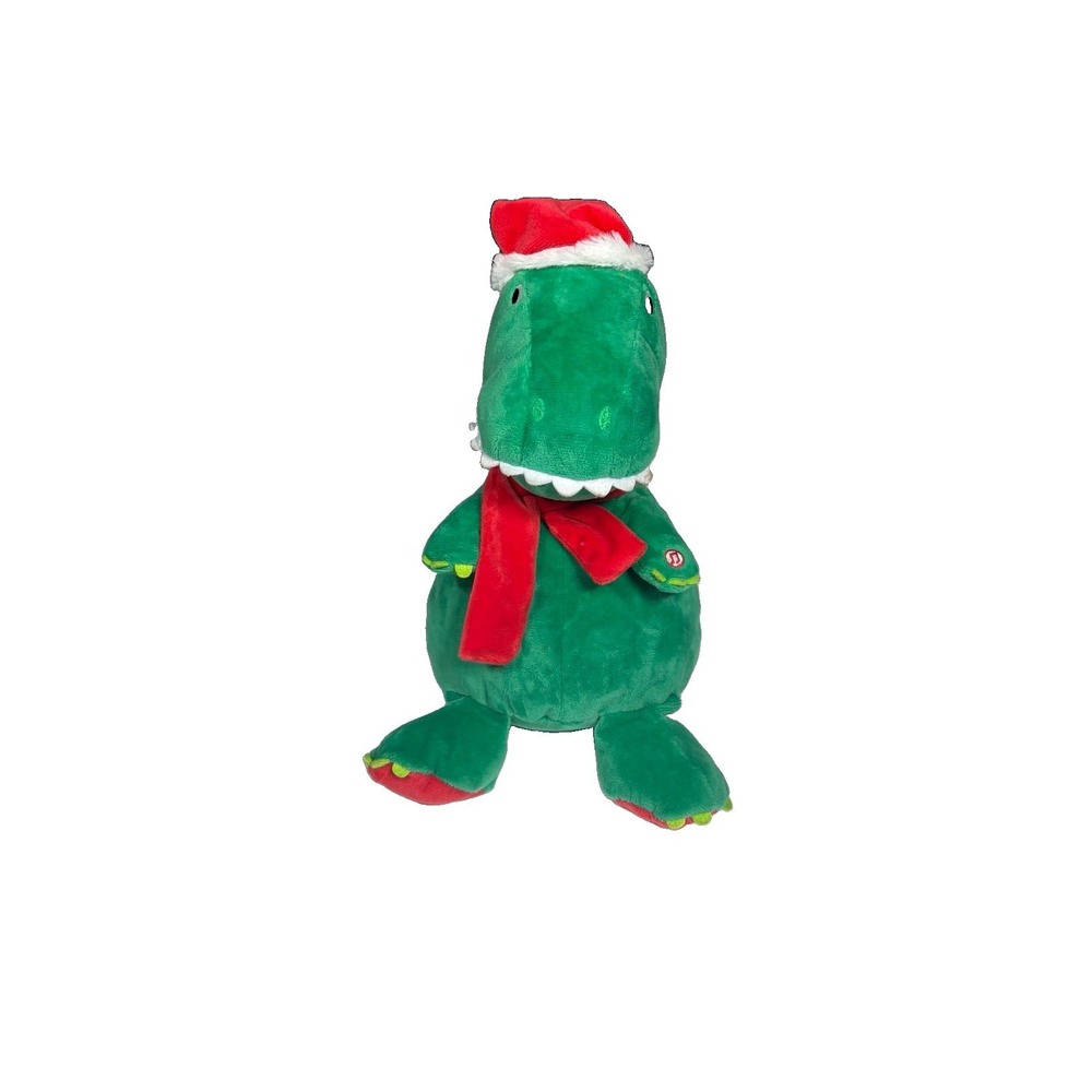 Hallmark Singing Green DINOSAUR Plush Rockin Around The Xmas Tree Tested VIDEO
